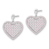 Sophia Jewelers Sterling Silver Pink CZ Heart Dangle Earrings Polished Finish